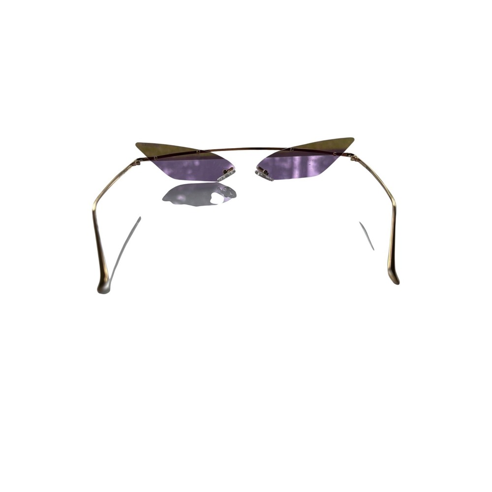 Poppy Lissiman Skinny Cat Eye Sunglasses Purple Gold Y2K Futuristic Cyber - Picture 3 of 7